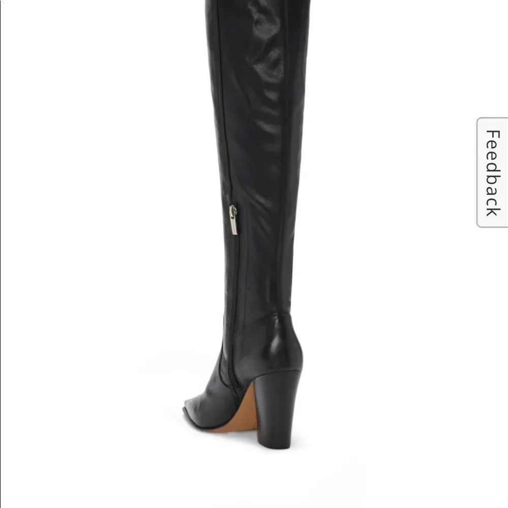 NWT VINCE CAMUTO DEMERRI OVER THE KNEE BLACK BOOTS SEXY LEATHER POINTED … - Picture 7 of 12